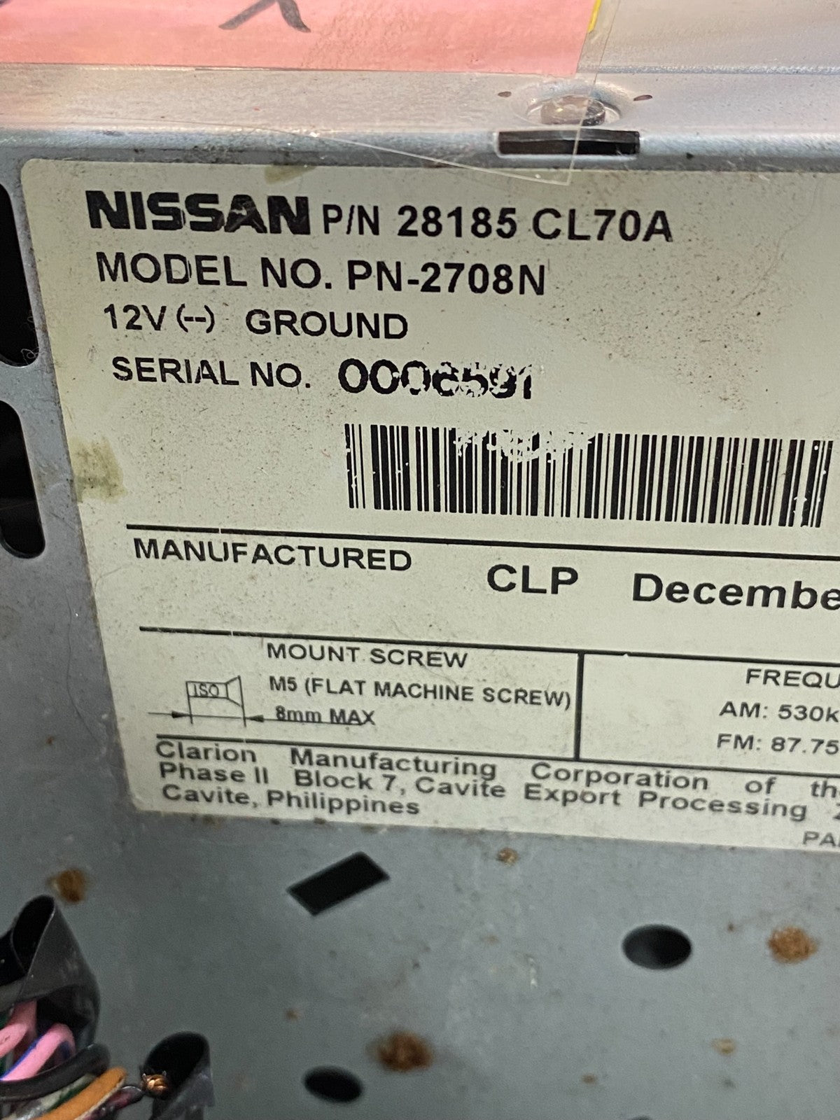 2006 - 2008 Infiniti FX35 Radio Display Information Navigation Screen AD7614 DG6