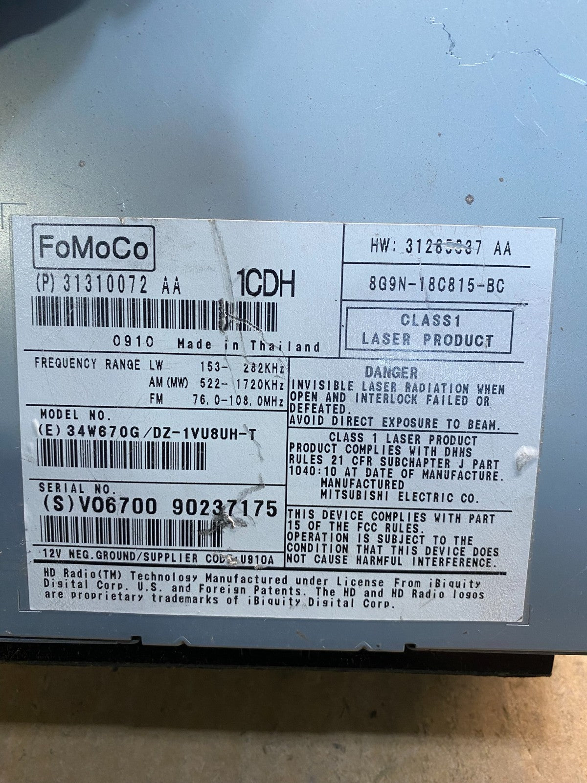 2014 2015 Volvo S60 CD Player Radio Head Unit ab3904 DG6