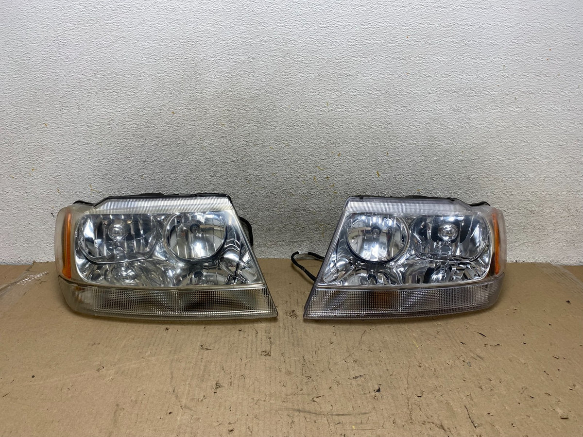 1999 - 2004 Jeep Grand Cherokee Left+Right Set Halogen Headlights AH7653 DW0