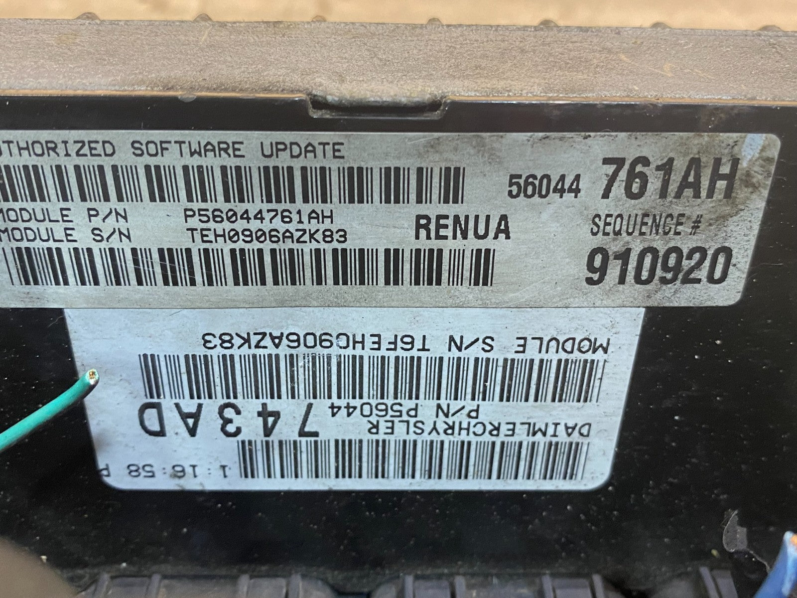 2006 Jeep Grand Cherokee 4.7L Ecm Ecu Computer P56044761AH AF4020 DW2