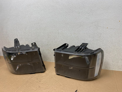 2007 - 2014 GMC Sierra Left+Right Side Black Halogen Headlights Q1572 DW1