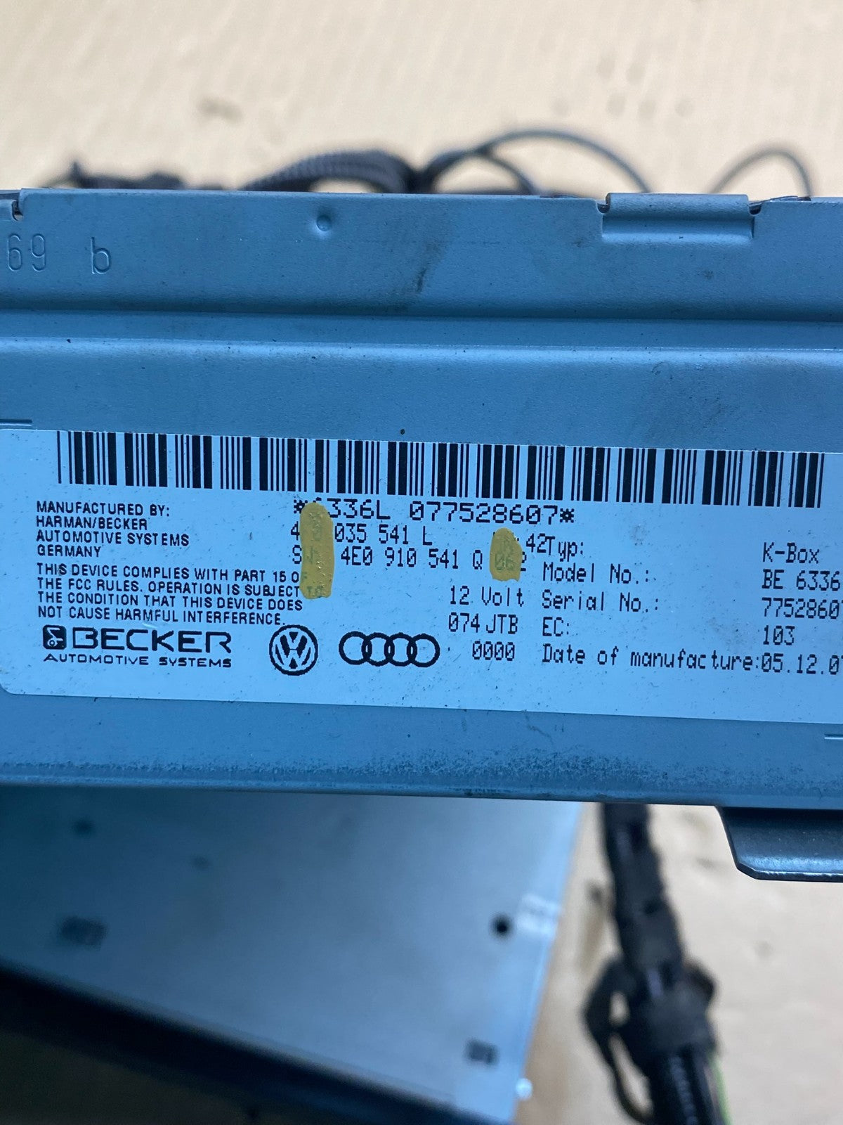 2008 - 2012 Audi A4 Radio Receiver Audio Control Module 3 Pcs Set AH7442 DG5