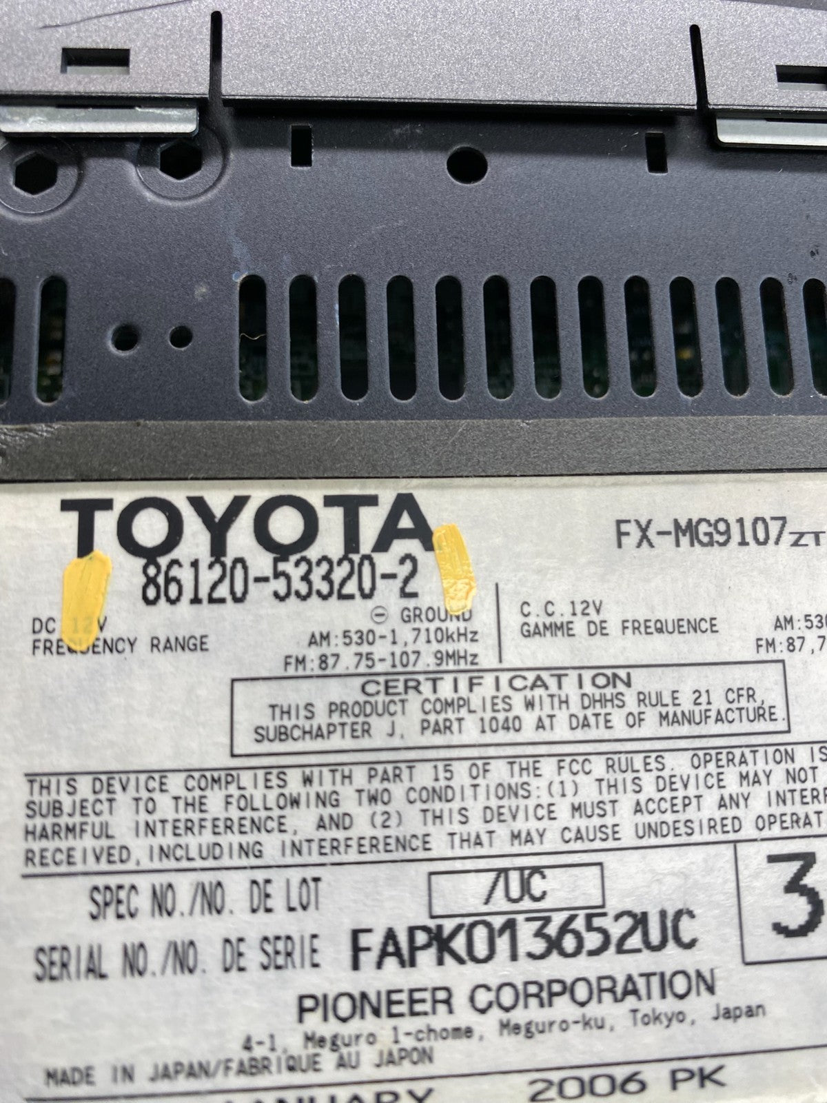 2006 to 2009 Lexus IS250 Screen Radio AM-FM CD Tuner Head Unit AC6290 DG5
