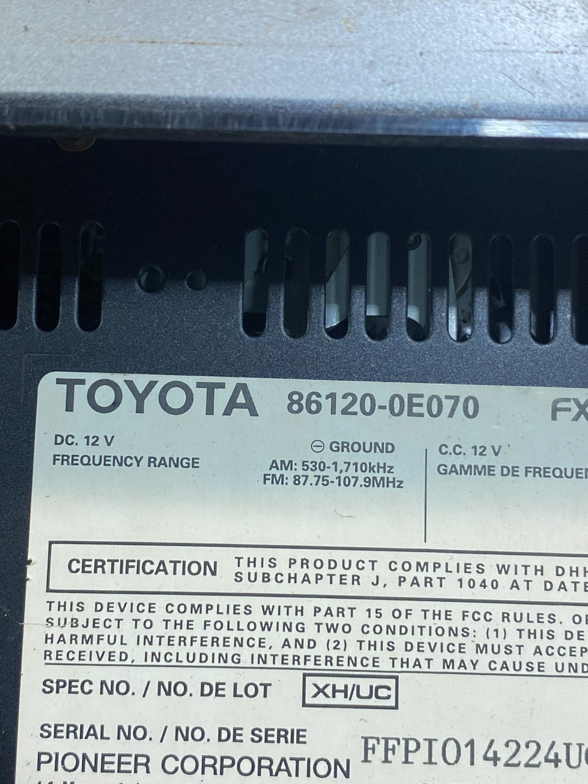 2007 2008 2009 Lexus RX350 Radio Casette AM-FM CD Player AC8026 DG6