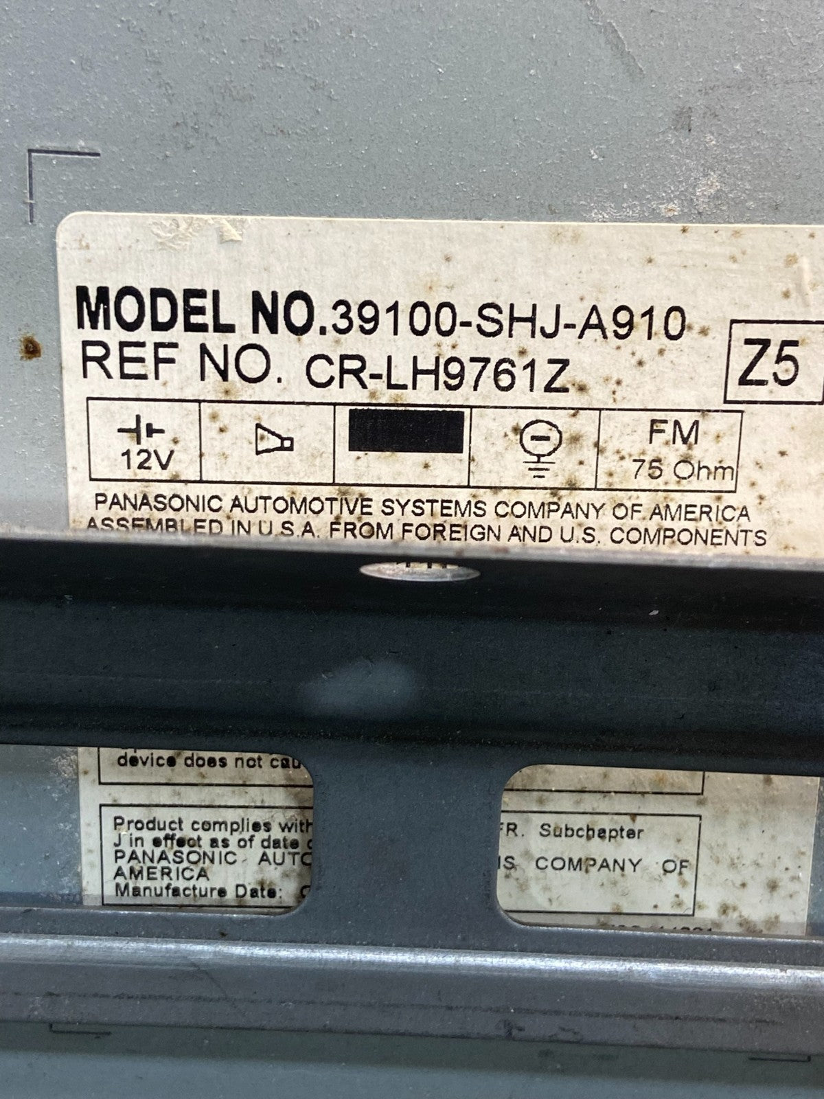 2005 to 2010 Honda Odyssey Am Fm Cd Player Radio Receiver AG1698 DG6