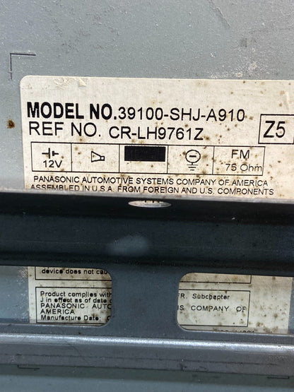 2005 to 2010 Honda Odyssey Am Fm Cd Player Radio Receiver AG1698 DG6