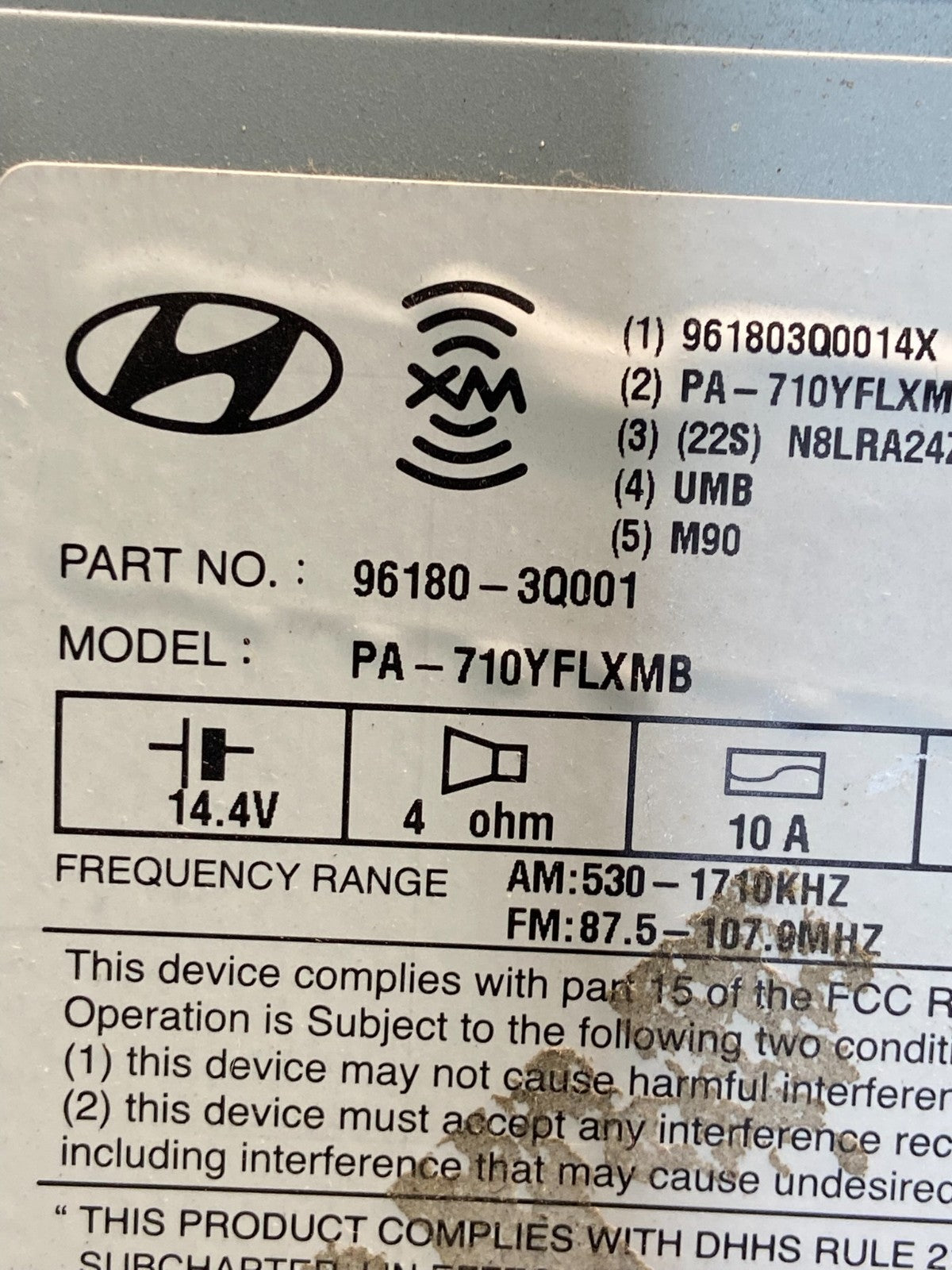 2011 to 2012 Hyundai Sonata Am Fm Cd Player Radio Receiver AG1614 DG6