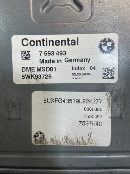 2009 BMW X5 ECM ECU Engine Control Computer Module Oem Y3733 DG4