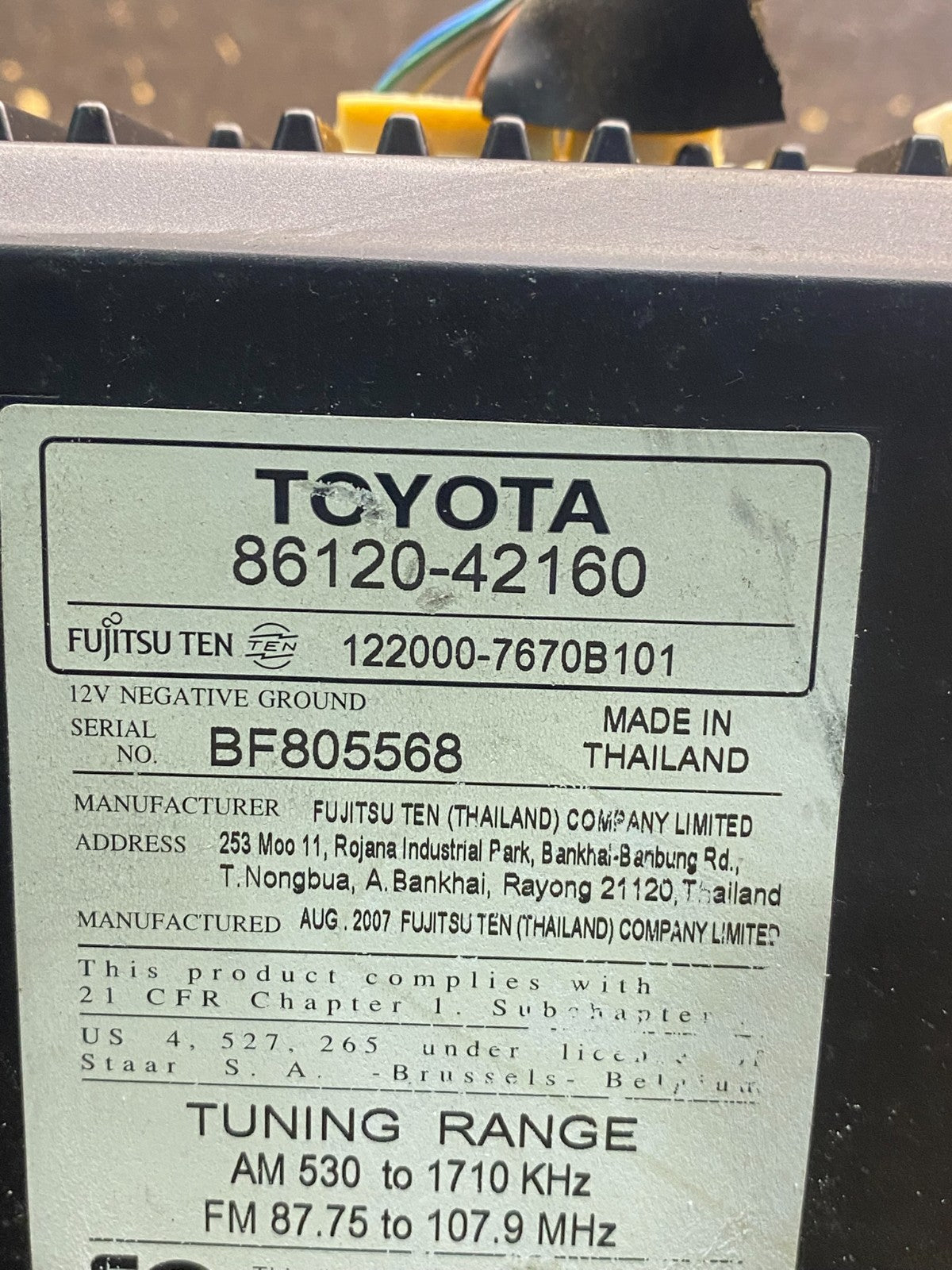 2006 to 2008 Toyota RAV4 Audio Equipment Radio Receiver AJ0321 DG7