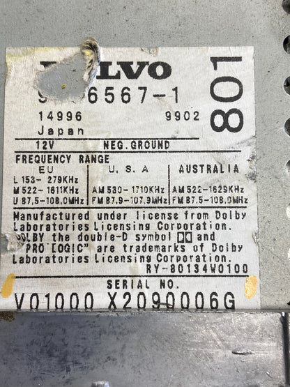 1999-2004 Volvo S80 Radio AM FM CD Cassete Tape Player Radio AI6370 DG6