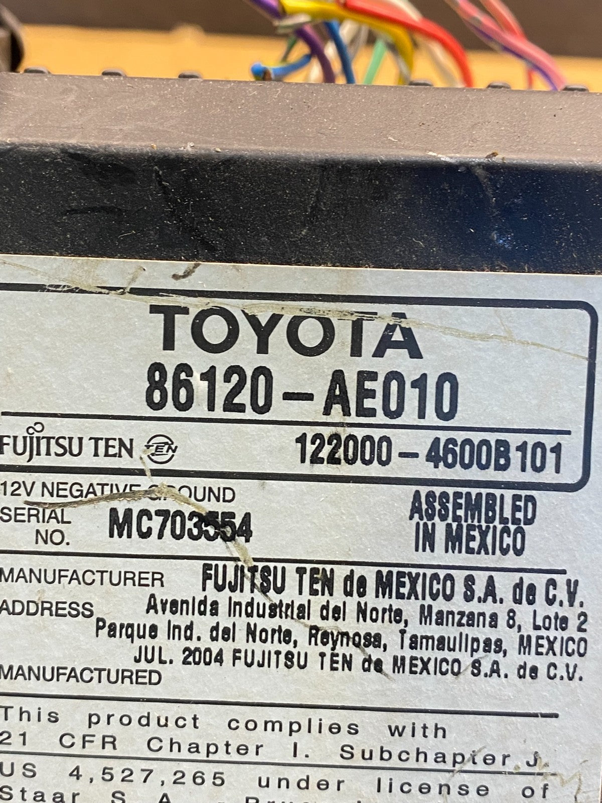 2004 to 2010 Toyota Sienna AM FM CD WMA Mp3 Radio Receiver AD6596 DG6