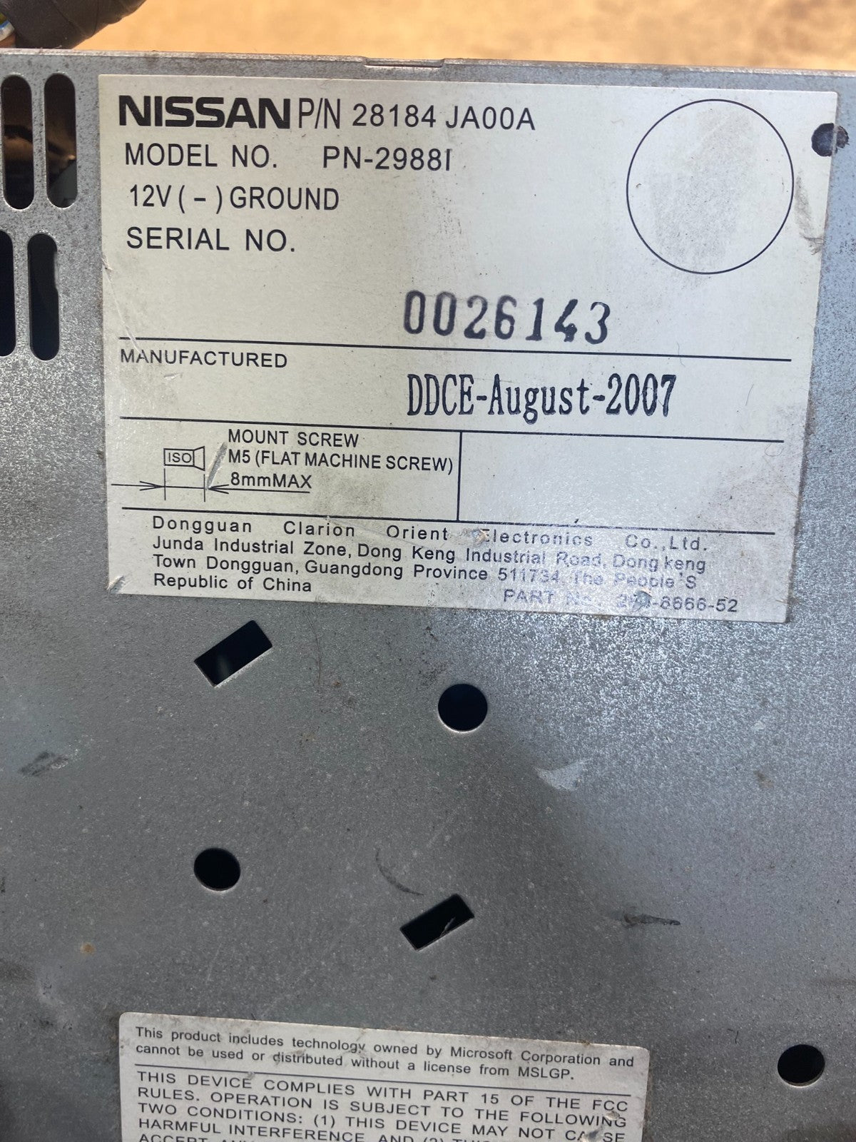 2007 2008 2009 Nissan Altima 6 Disc Cd Changer OEM AA1812 DG6