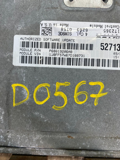 2007 Jeep Compass Patriot 2.4L ECM Engine Computer P68019206AB D0567 DG14