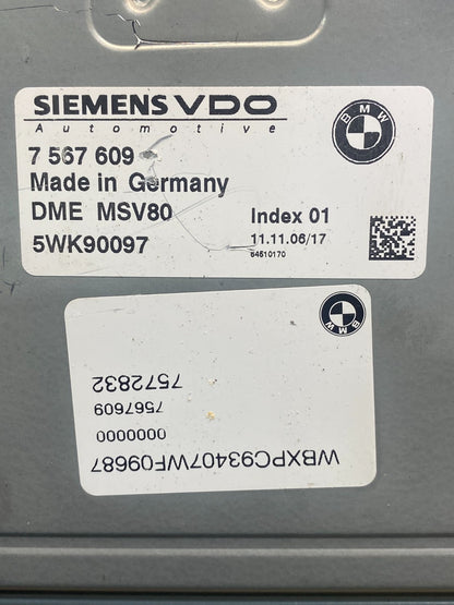 2007 2008 Bmw X3 ECU ECM Engine Control Module Computer 7567609 AG6092 DG2