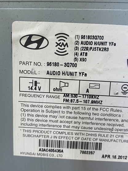 2011 to 2012 Hyundai Sonata Am Fm Cd Player Radio Receiver ad4976 DG6
