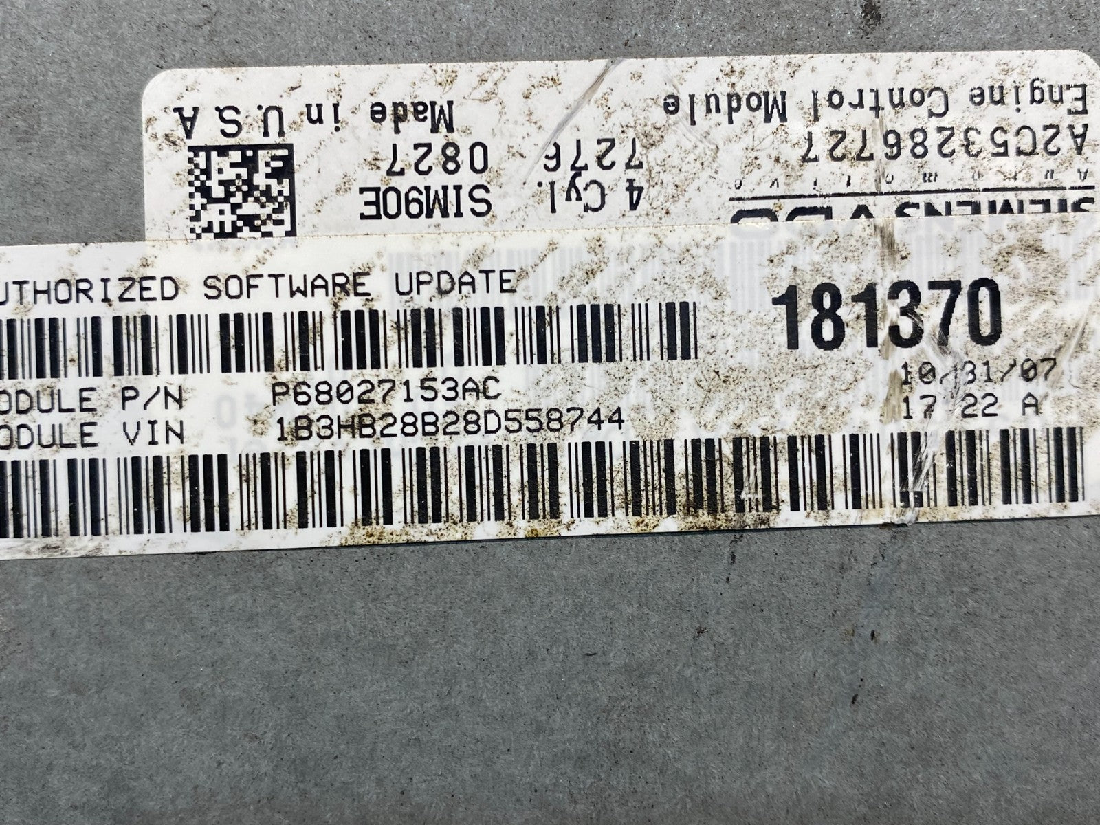 2007 to 2010 Dodge Caliber ECM Engine Computer Module ECU af7564 DG2