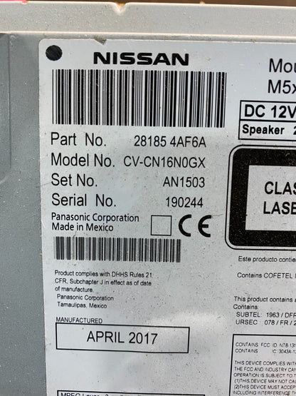 2017 to 2019 Nissan Sentra Radio Camera AM/FM Screen Display AD7567 DG6