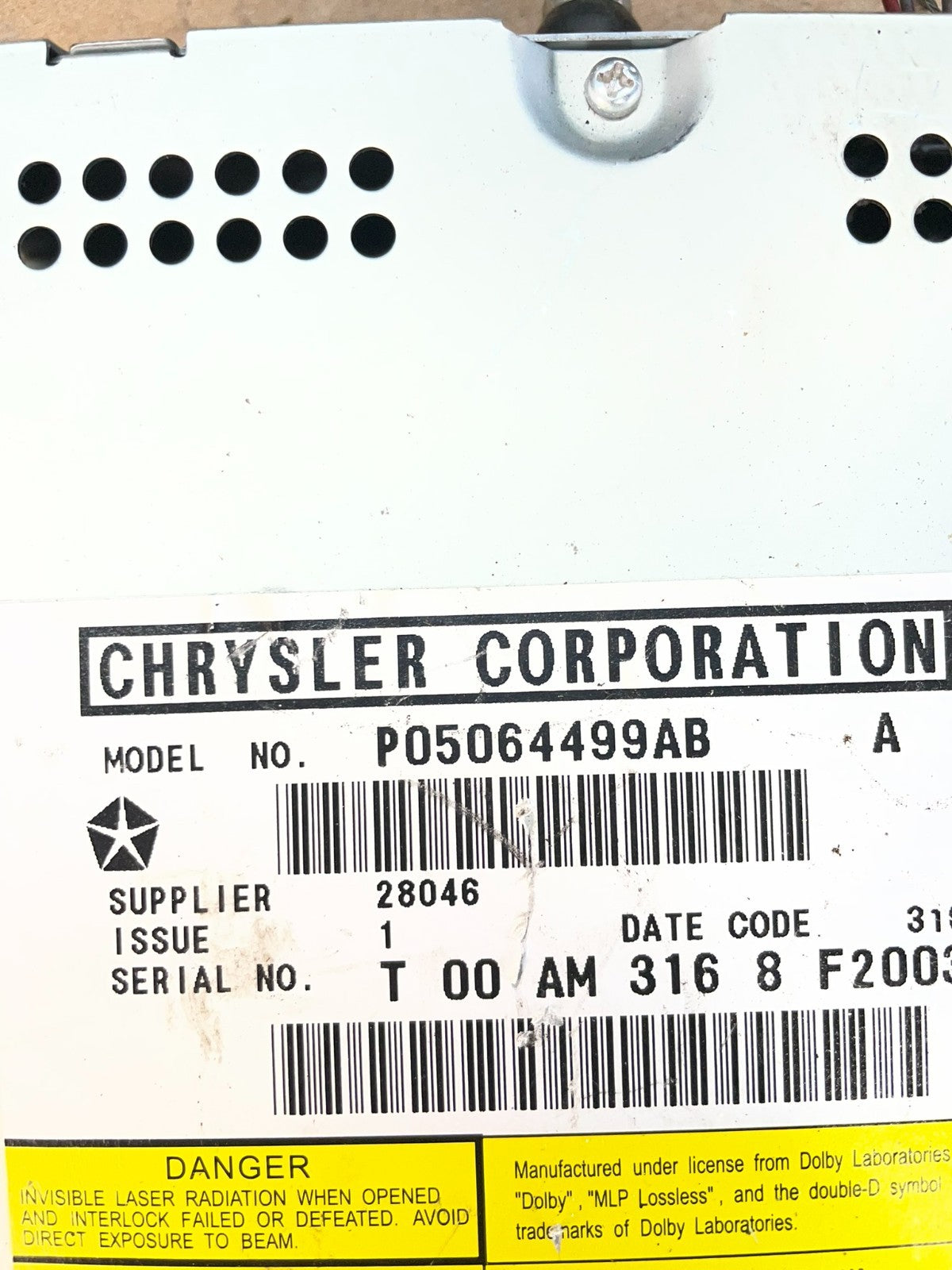 2009 2010 2011 Volkswagen Routan Video DVD Player AC4927 DG7