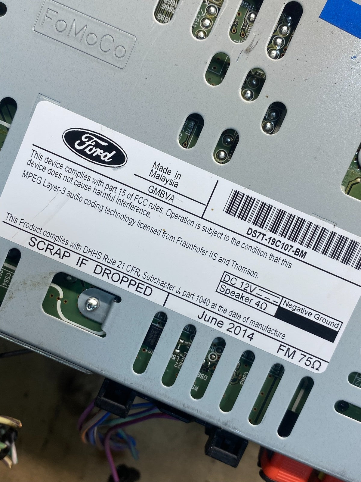 2013 2014 2015 Ford Fusion Radio Audio Receiver AM FM CD MP3 AJ0529 DG6