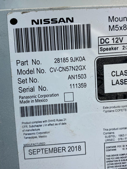 2018 Nissan NV1500 NV2500 Radio AM FM CD Player Screen Receiver AE8167DG6