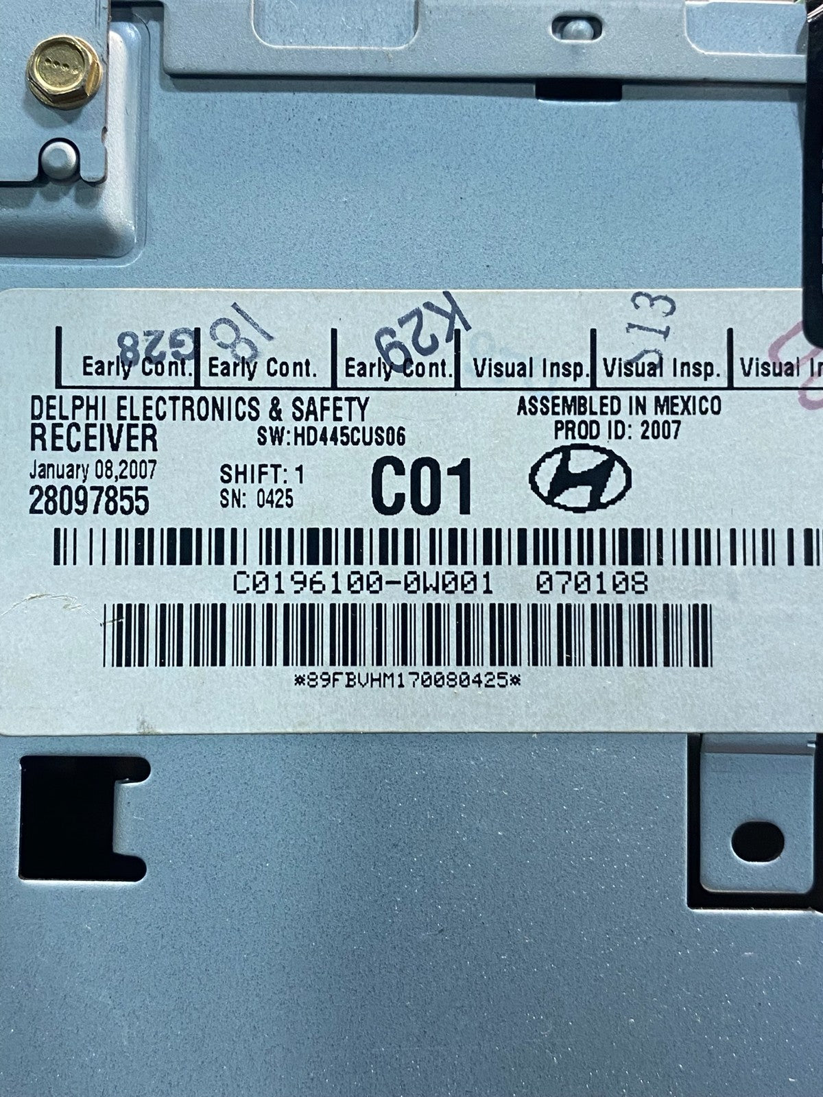 2007 to 2009 Hyundai Santa Fe AM/FM Radio CD Player AD1532 DG6