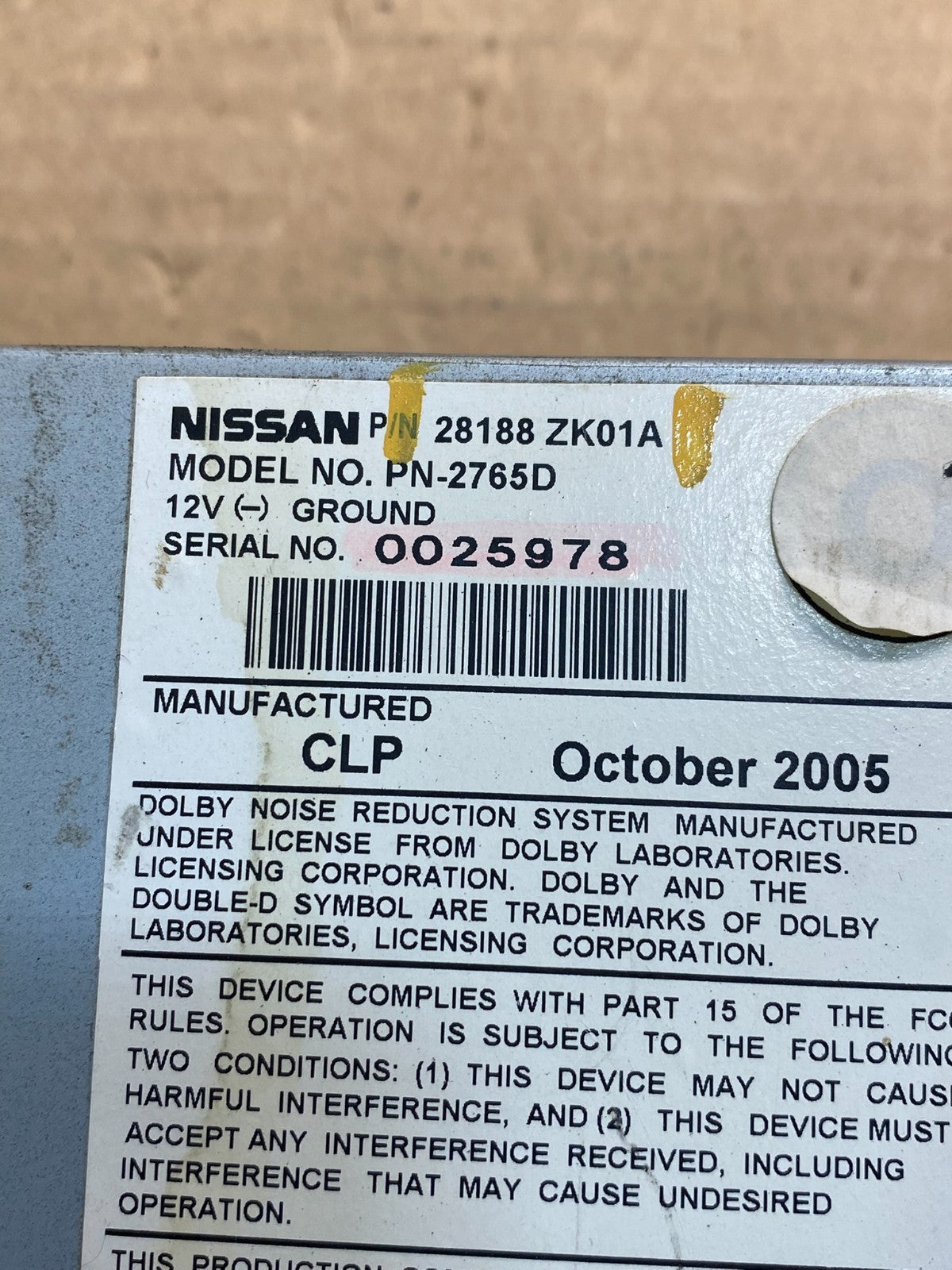 2006 Nissan Maxima Receiver Cassette 6CD Changer Bose 28188 ZK01A aa3247 DG6