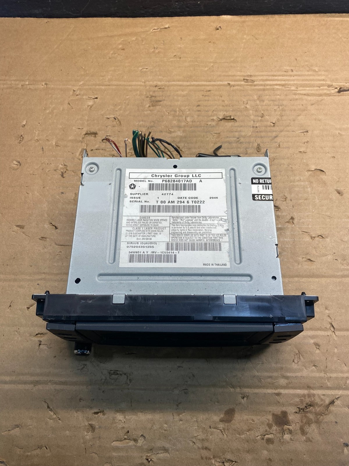 2007-2012 Chrysler Dodge Jeep Ram Radio CD MP3 AUX Receiver AD9636 DG3