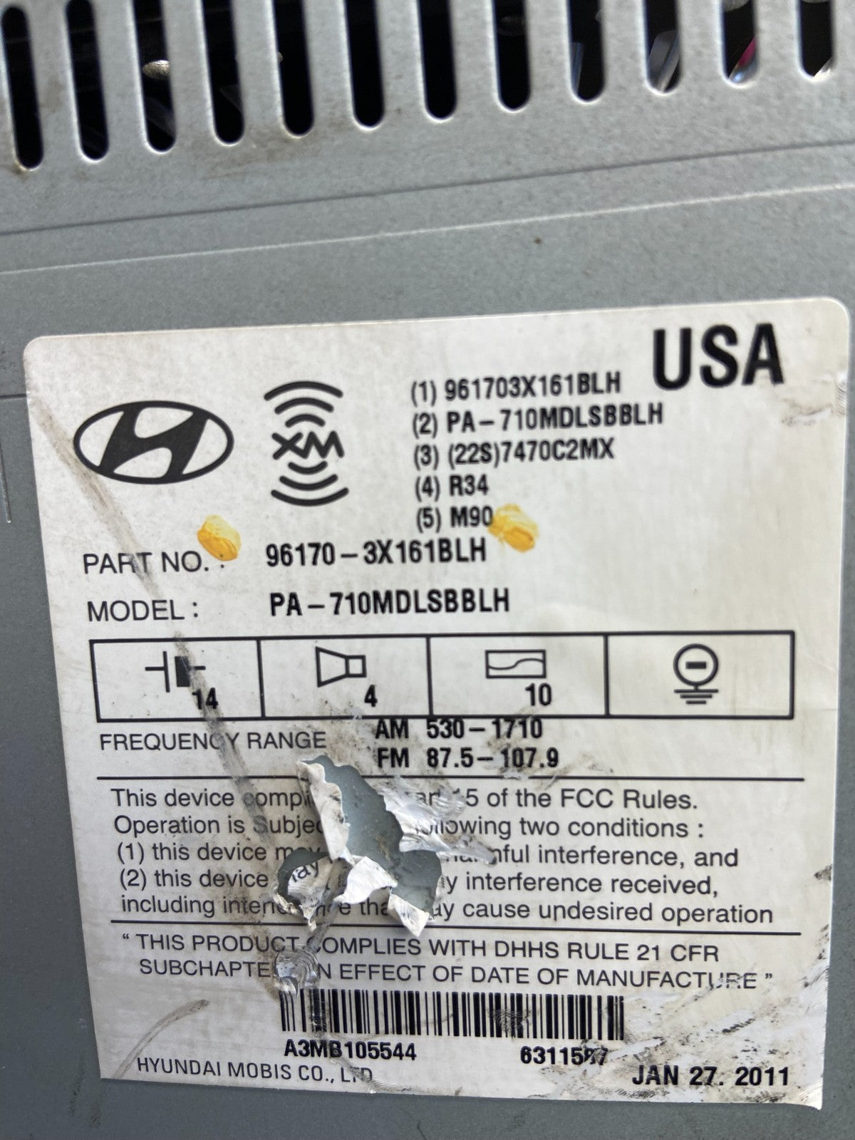 2011-2013 Hyundai Elantra Center Radio Climate Control Air Vent Bezel AF2684 DG6