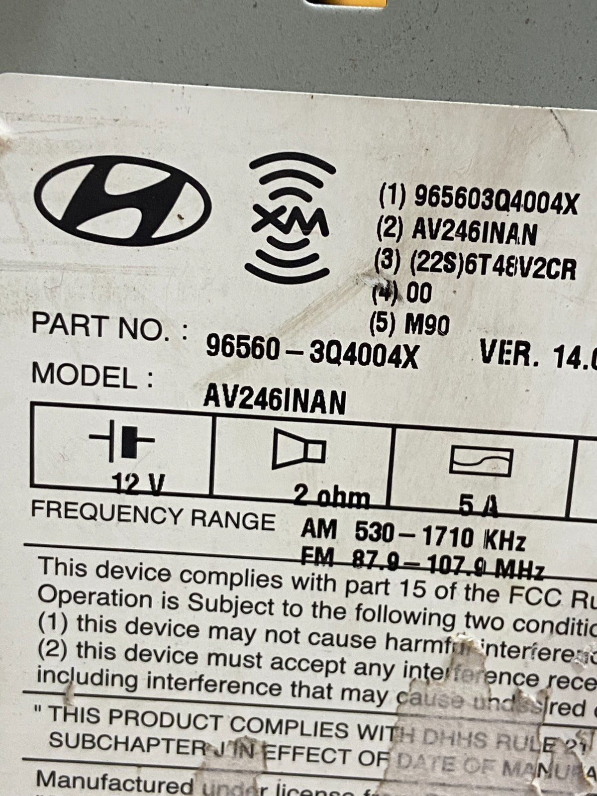2014 Hyundai Sonata Radio CD Player Climate Control ae2582 DG6