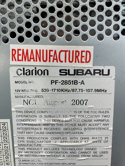 2007 Subaru Forester Car Radio 6-Disc Changer Model pf-2851b Y7395 DG6