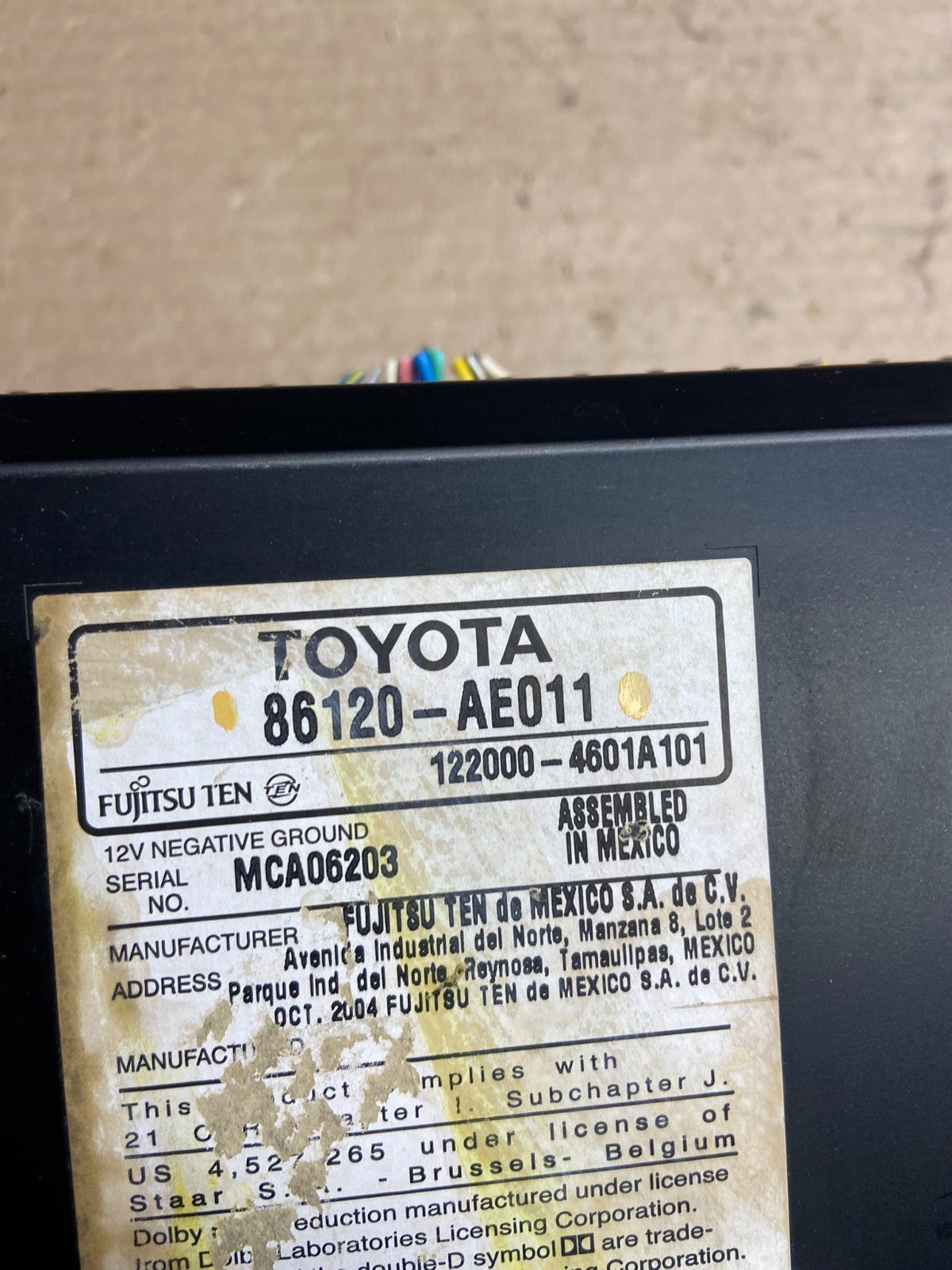 2004 to 2010 Toyota Sienna AM FM CD WMA Mp3 Radio Receiver AH5126 DG5