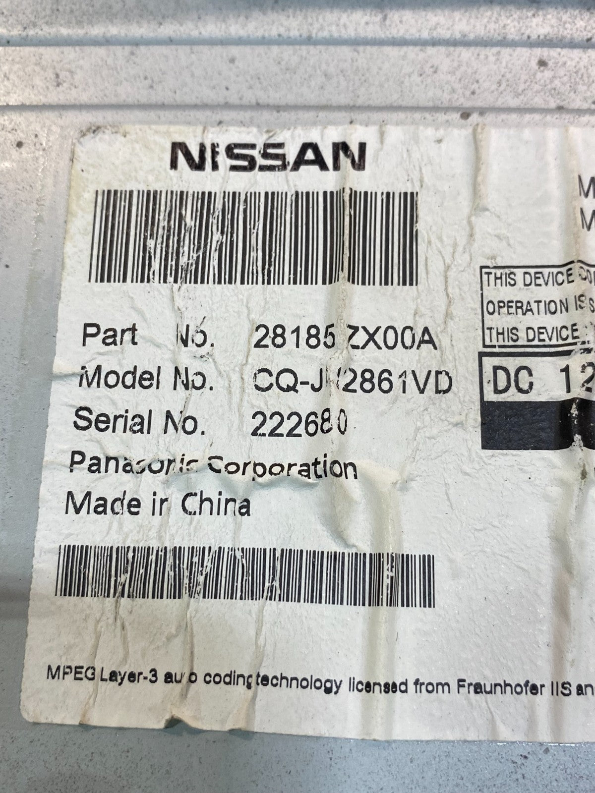 2010 to 2012 Nissan Altima Radio Cd Mp3 Player AUX Climate Control AE8180 DG6