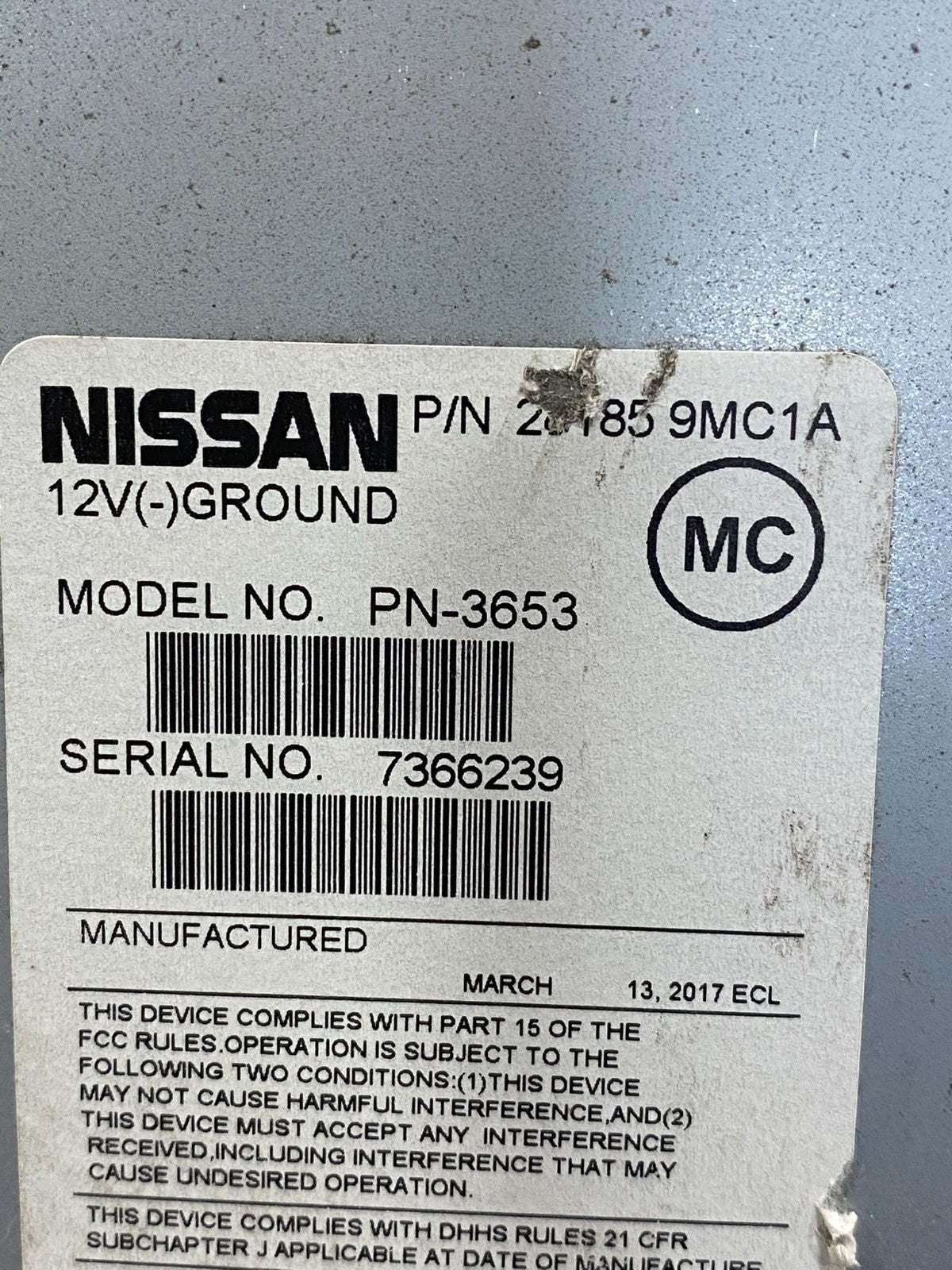 2014 to 2018 Nissan Sentra Versa Radio CD Player AM/FM 28185 9mb0a AD7608 DG6