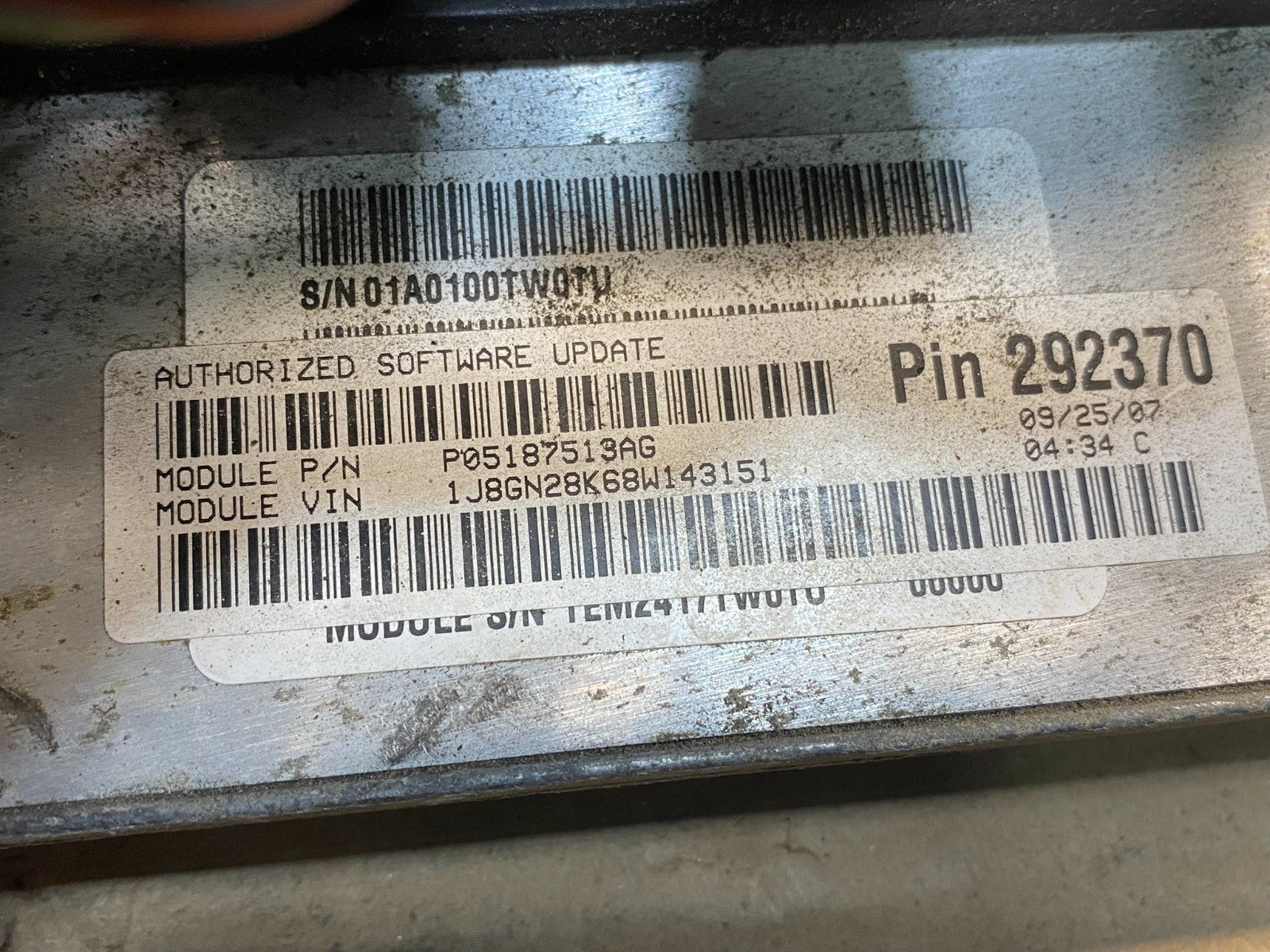 2008 Jeep Liberty Dodge Nitro 3.7L Engine Control Unit ECU ECM AD9590 DW2