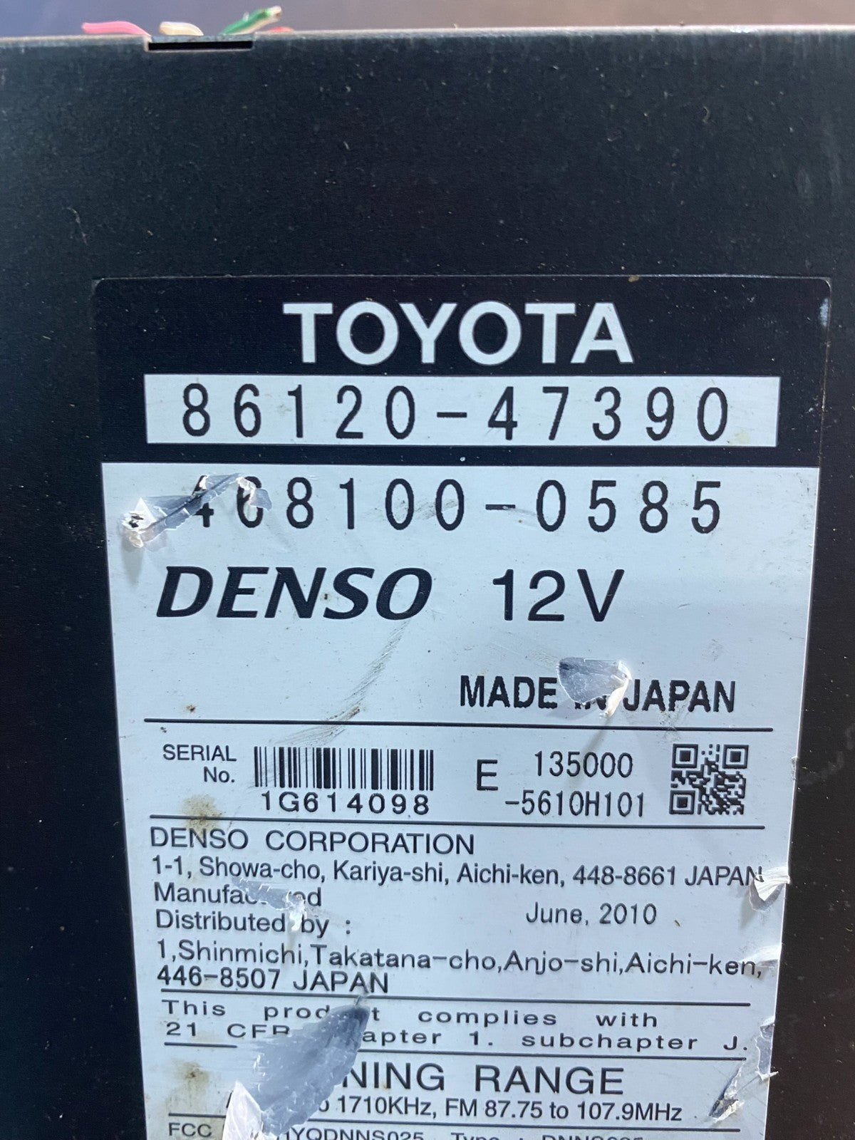 2010 to 2011 Toyota Prius Navigation Touch Screen Radio Display OEM  AC2800 DG7