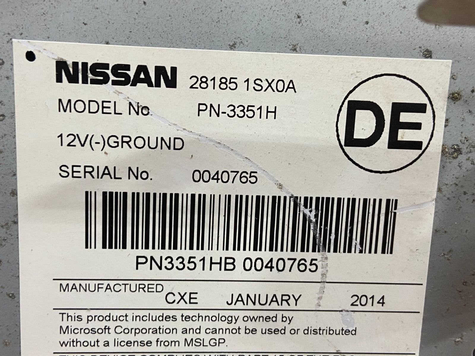 2011 - 2014 Nissan Murano AM FM Radio CD Player Panel AE2551 DG6