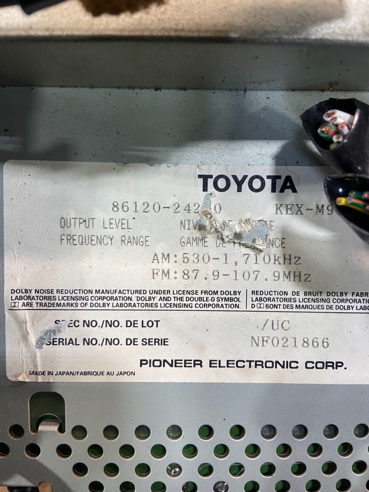 1992 to 1994 Lexus SC300 Climate Control Radio Receiver ae4666 DG5