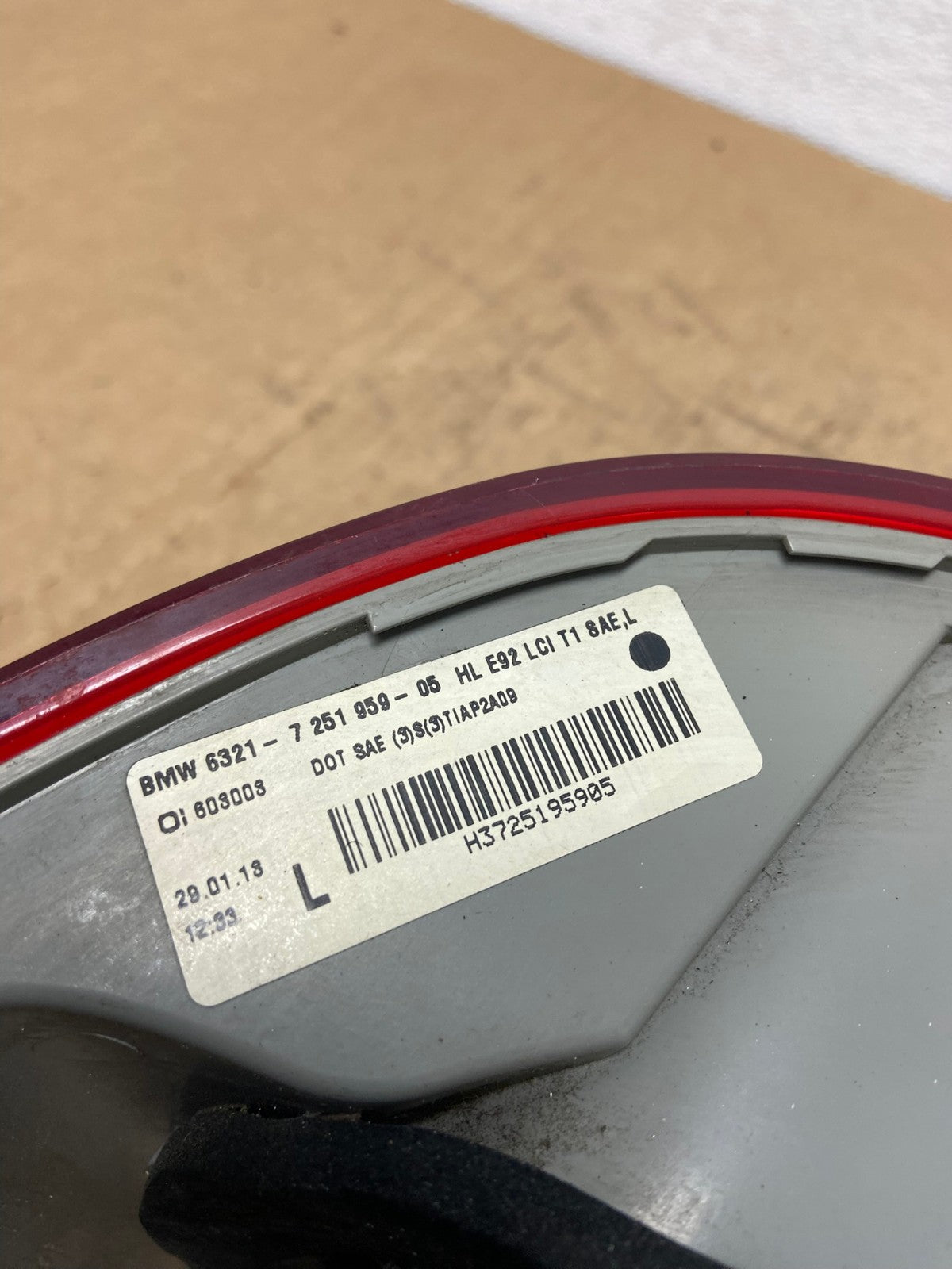 2011 - 2013 BMW 3 Coupe 328i 335i M3 E92 Left Driver Tail Light AD1399 LK6