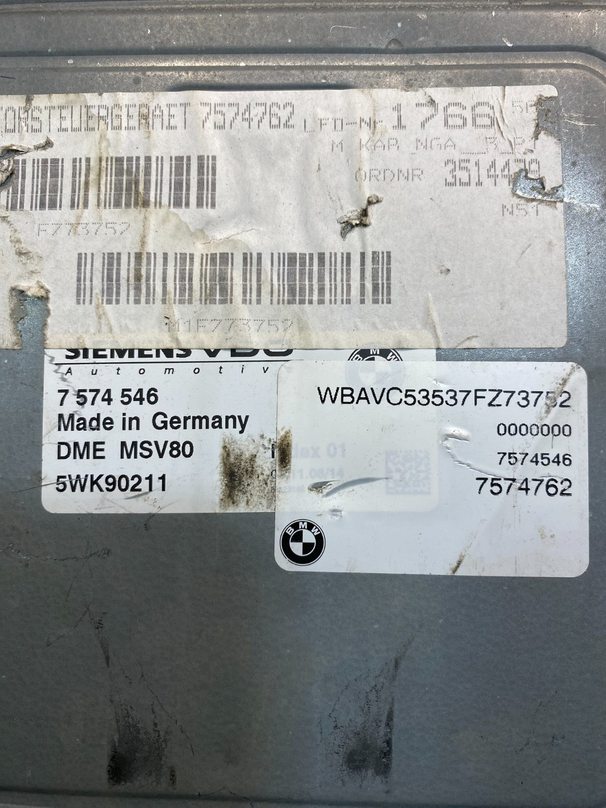 2007 - 2011 BMW 328i 528i E90 ECM ECU Engine Computer 7574546 AB3842 DG2