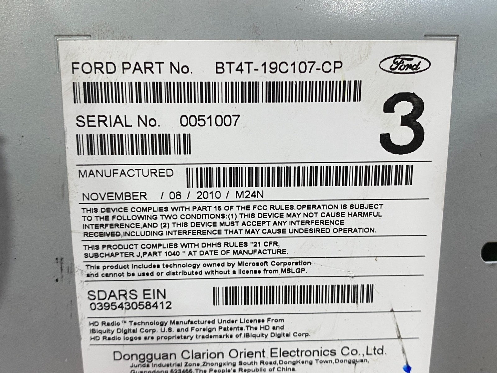 2011 to 2014 Ford Edge Radio Cd Mechanism Receiver af7824 DG6