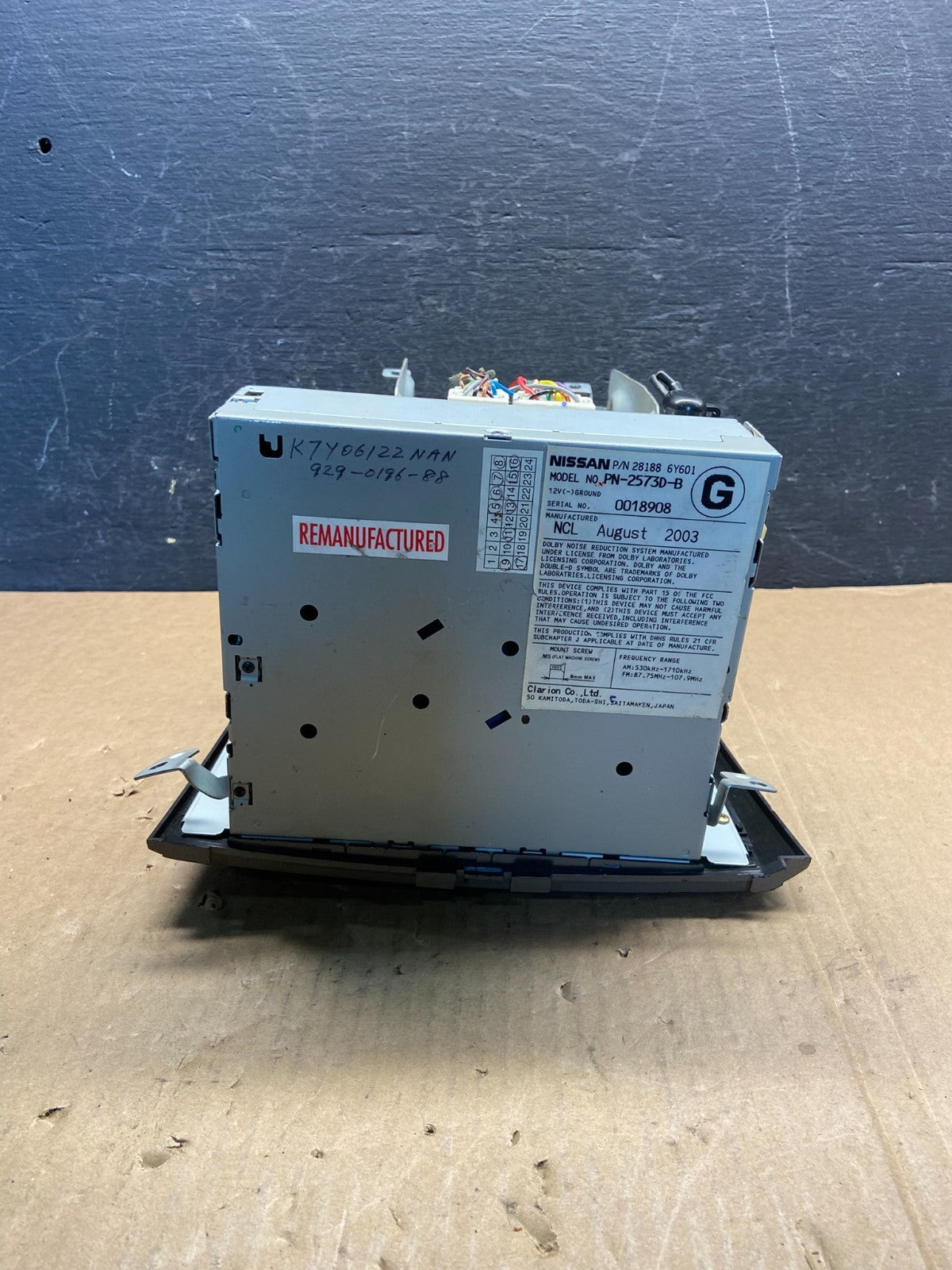 2002 to 2004 Infiniti I35 Radio Receiver AM-FM 6 Disc Bose Audio AG16133