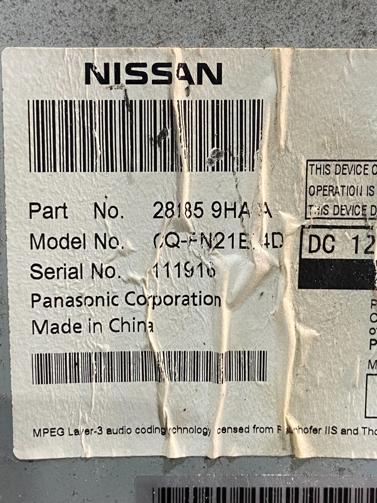 2010 to 2012 Nissan Altima Radio Cd Mp3 Player AUX Climate Control ae2560 DG6