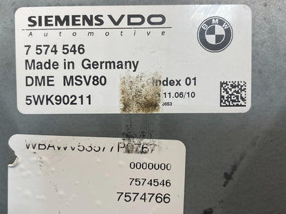 2007 - 2011 BMW 328i 528i E90 ECM ECU Engine Computer 7574546AF6611 DG2
