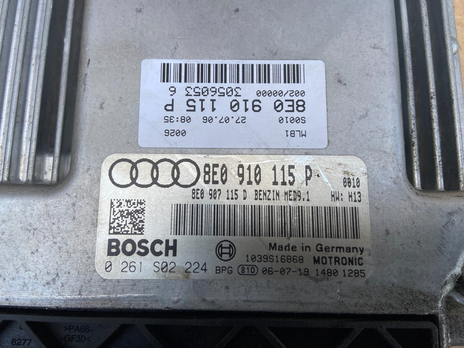 2006 2007 2008 Audi A4 2.0L Engine Computer Ecu Pcm Ecm 8e0910115p AD2877 DW2