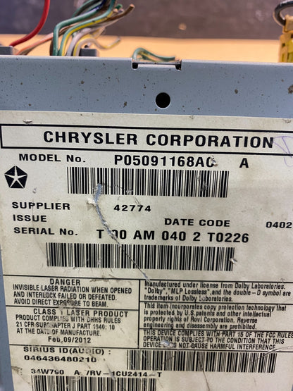 2008 2013 Jeep Dodge Chrysler Screen Display CD Player Satellite Radio AD4933 DG7