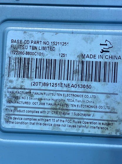 2007 2008 Suzuki Grand Vitara XL7 Radio AM FM CD Player AUX Input AI0192 DG6