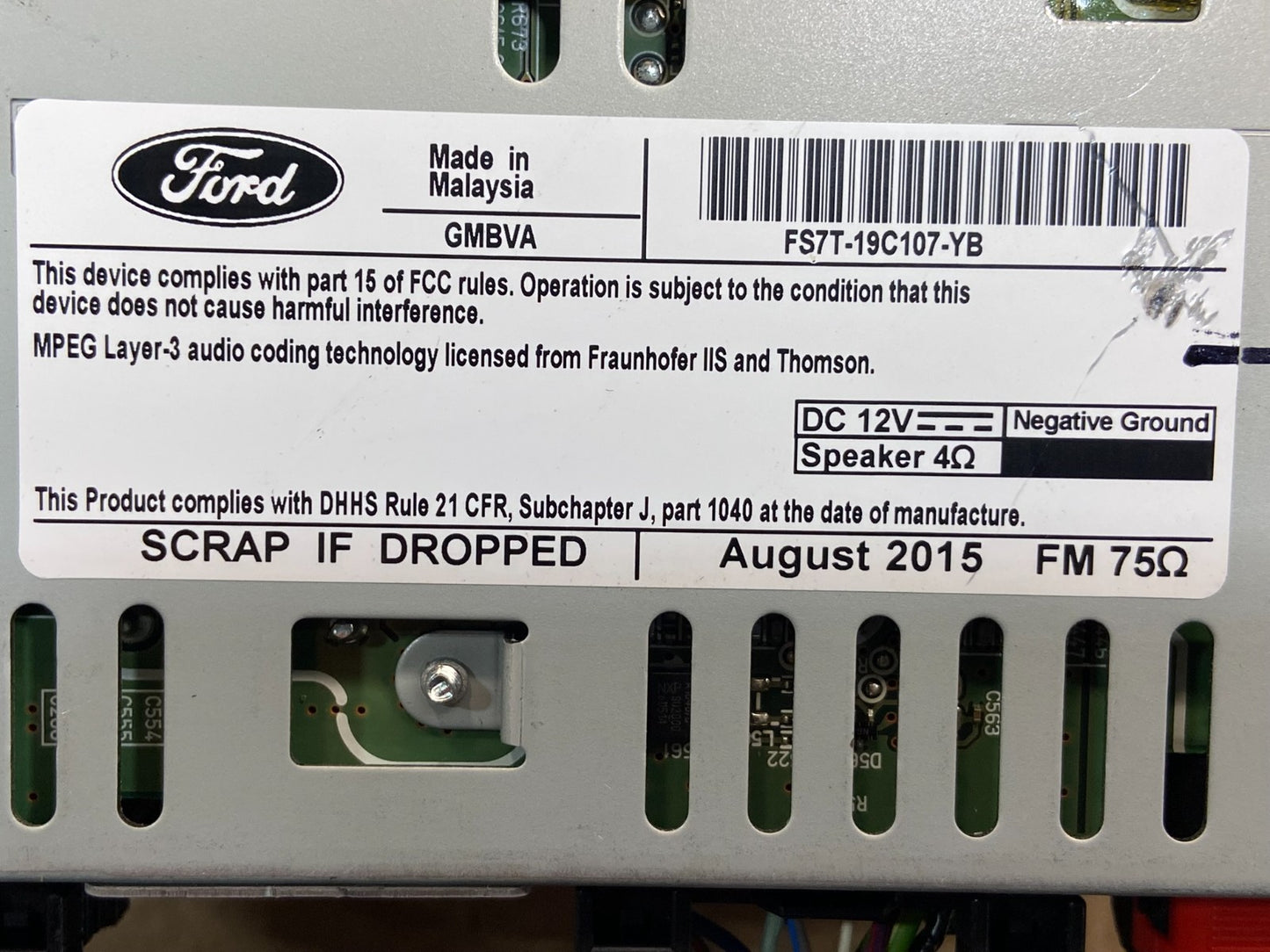 2016 Ford Fusion Radio Audio Receiver AM FM CD MP3 AG1530 DW6