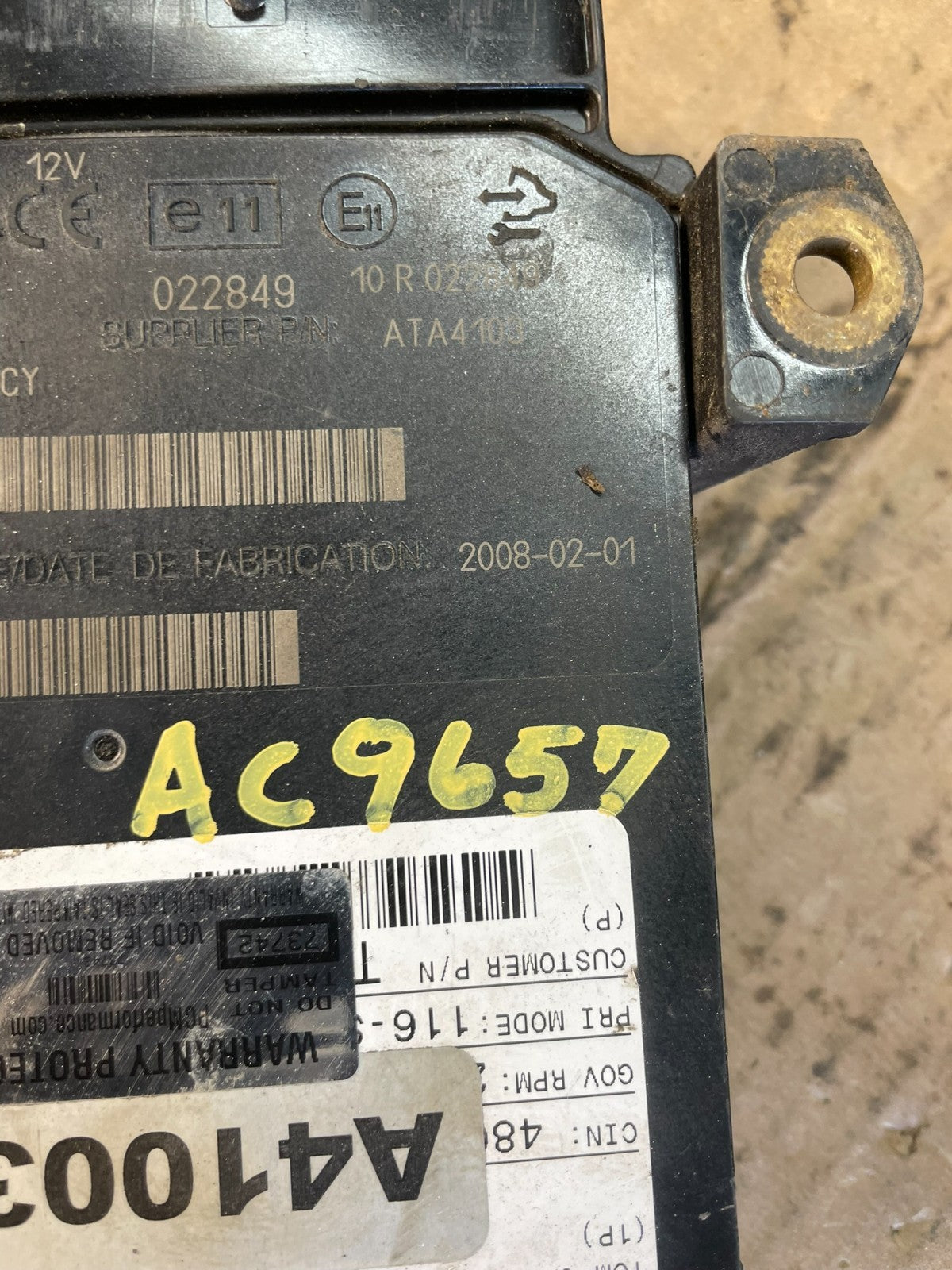 Allison Transmission Control Module 29545322 AC9657 DG3