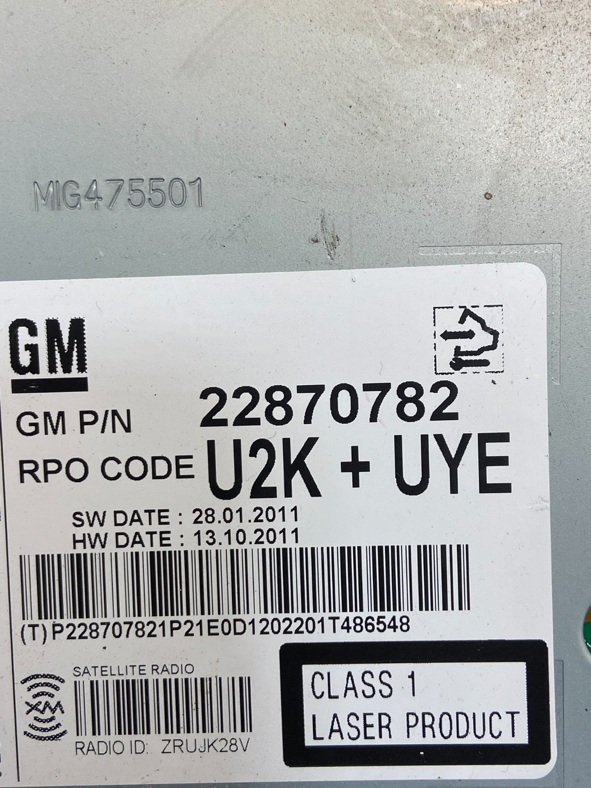 2011 to 2012 Chevrolet Equinox Cruze Radio Cd Receiver 22870782 AE4526 DG6