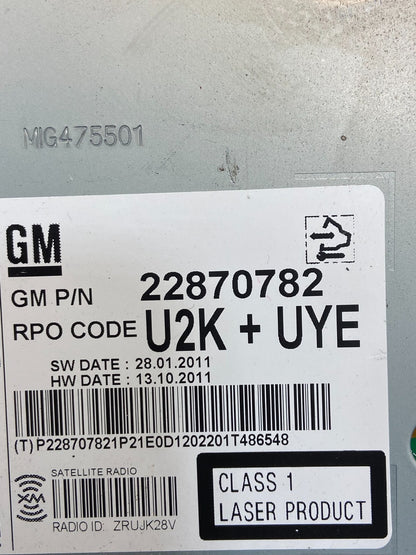 2011 to 2012 Chevrolet Equinox Cruze Radio Cd Receiver 22870782 AE4526 DG6